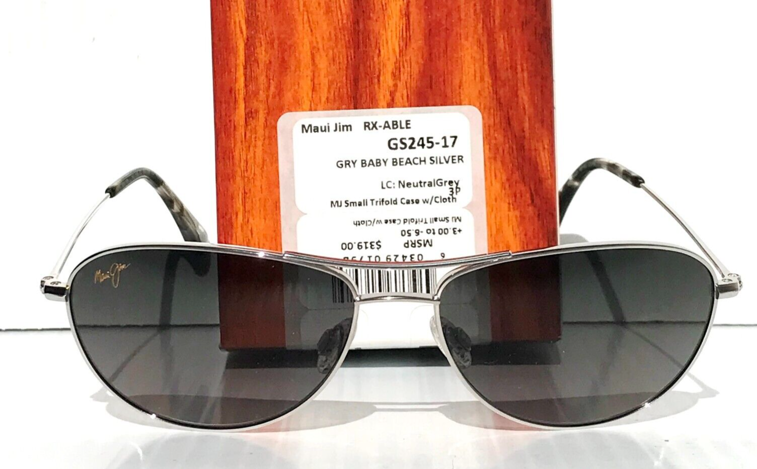 Pre-owned Maui Jim Baby Beach Silver Polarized Grey Lens Sunglass Gs245-17 In Gray