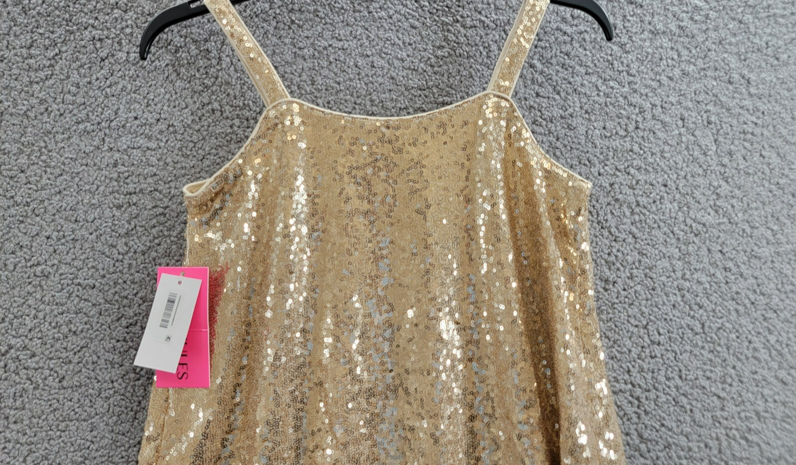 With Jules Sleeveless Sequin Swing Dress Big Girl XL Gold Straight Neck Pullover - Picture 10 of 15