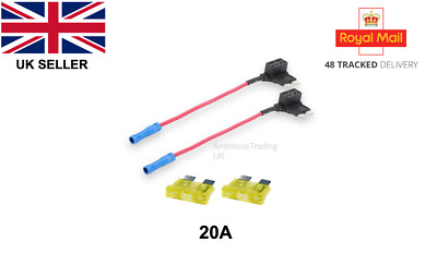 2x Add A Circuit Piggy Back Fuse Tap Standard Blade Fuse Holder 12V & 2x 20amp
