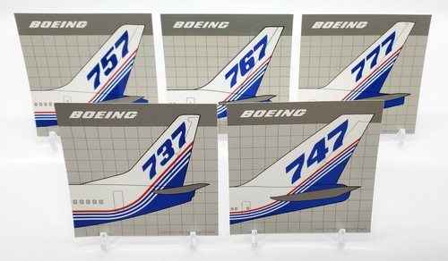 Vintage Boeing Tail Stickers, Set of 5, 737 747 757 767 777