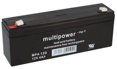Multipower Blei-Akku MP4-12D Pb 12V 4Ah Faston 4,8mm AGM Bleiakku Batterie Akku
