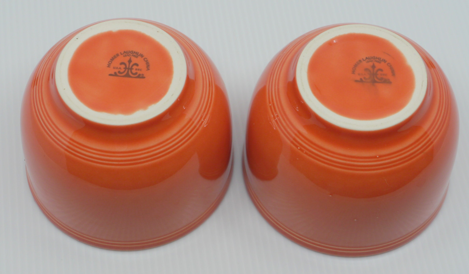 2 HOMER LAUGHLIN FIESTA WARE CHILI BOWLS IN RED, PAPRIKA COLOR?