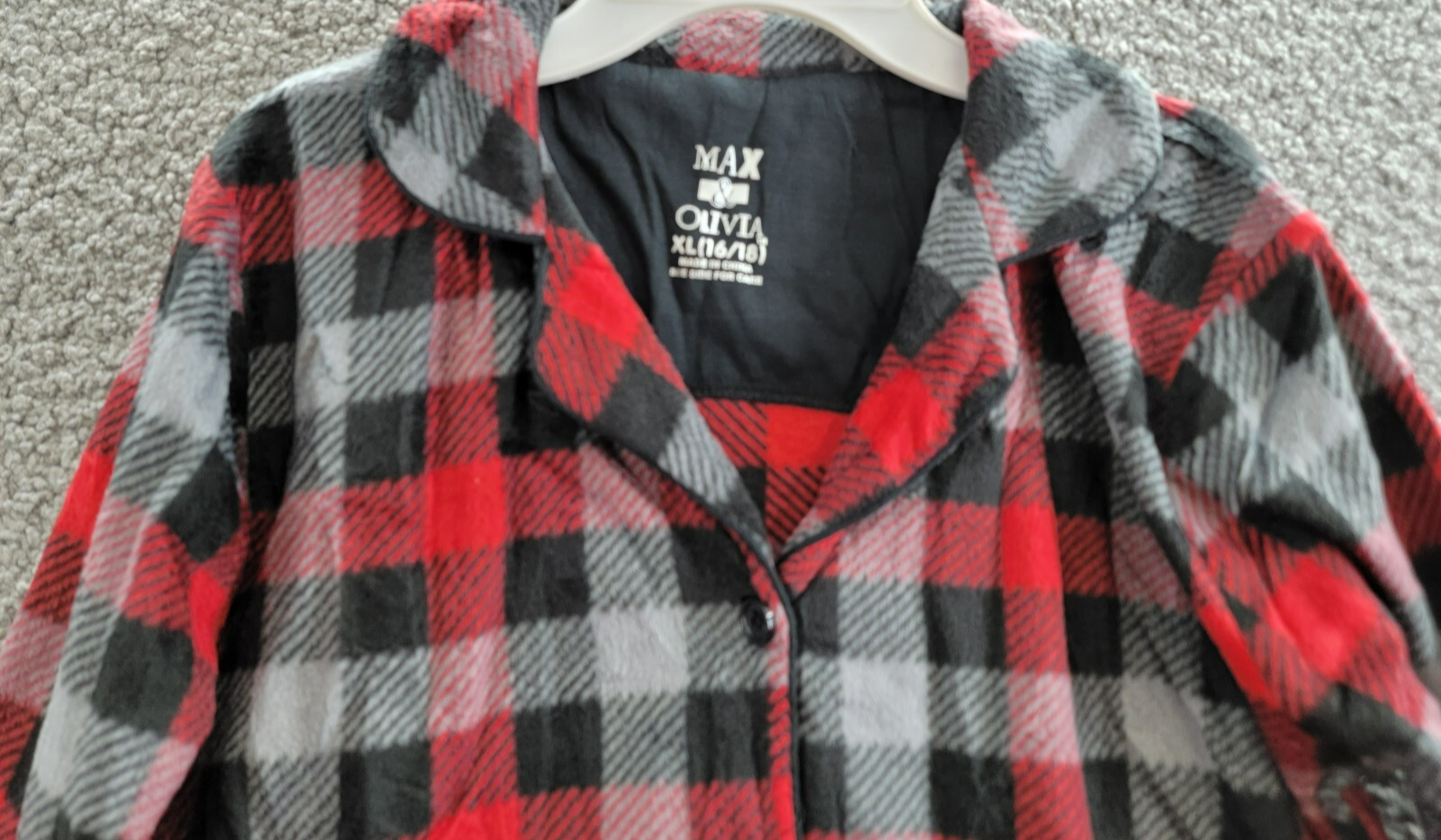 Max & Olivia Flannel Pajama Set Big Boys XL (16-18) Red Multi Plaid Button Front - Picture 5 of 22