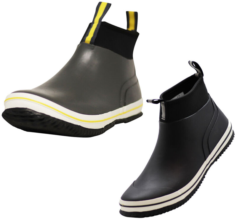 NORTY Rubber Waterproof 6 inch Ankle Rain Boot Shoes for Men - Runs 1 Size Big