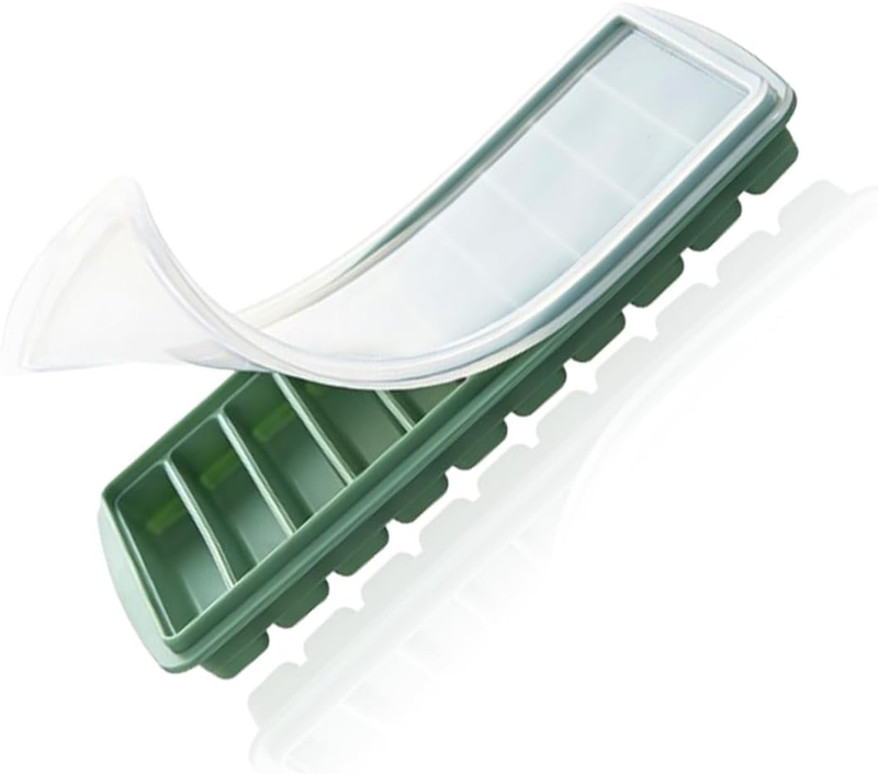 1 Pcs Ice Cube Tray with Lid, Flexible Silicone Rectangular Mold, Suitable for W