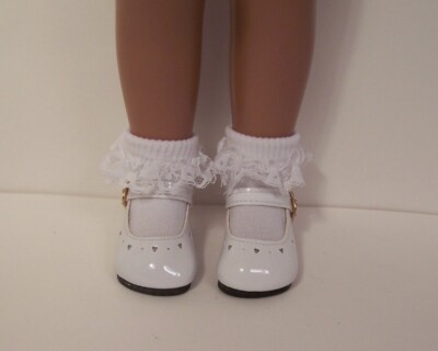 White Patent Mini Heart Doll Shoes FOR 16''- 17'' Sasha (Debs*)