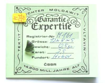 Moldavit aus Tschechien mit Garantie Expertiese