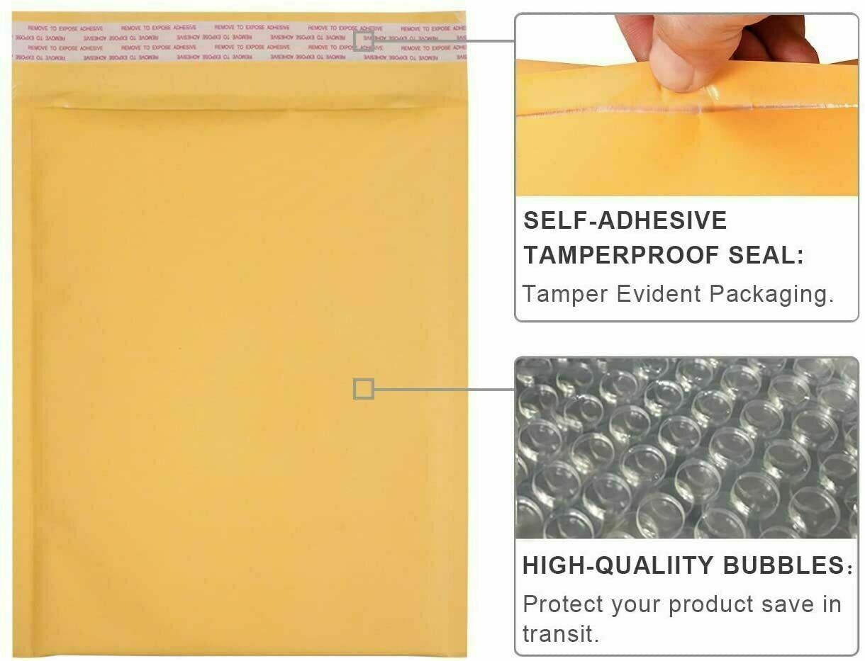 50 Pack - 7.25"x12" #1 Kraft Bubble Mailers Padded Envelope Shipping Bags Seal!