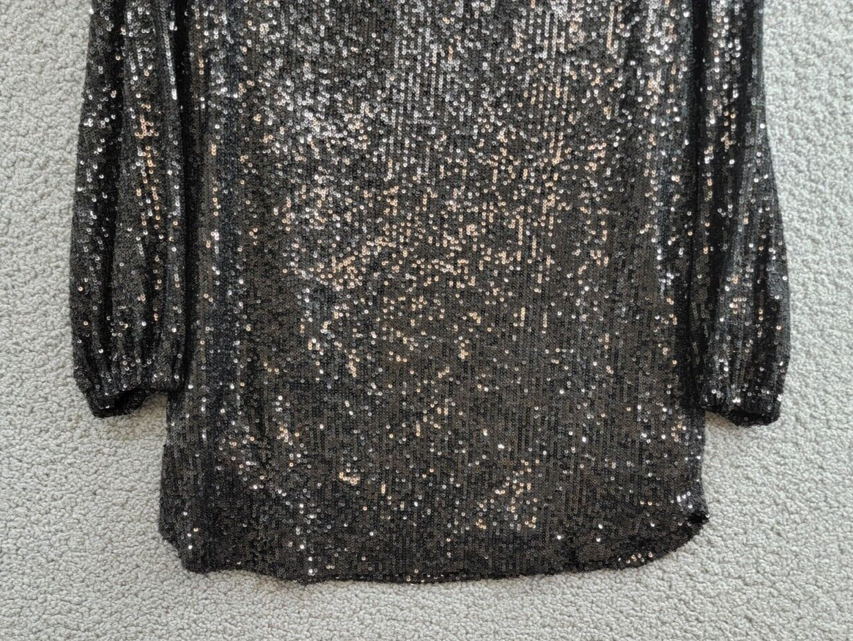 Steve Madden Delorean Sequined Mini Cocktail Dress Women's S Black Pullover - Picture 7 of 16