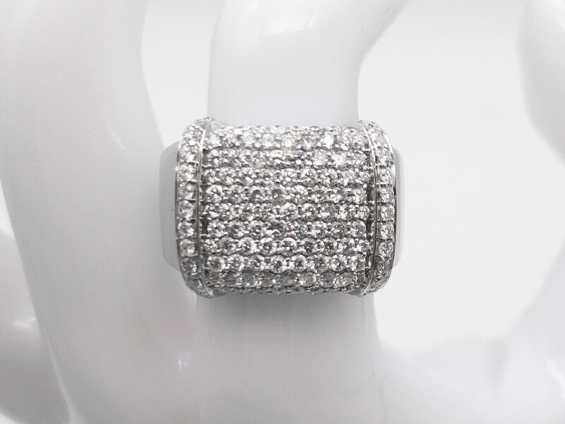 Designer $6000 2ct Vs F Diamond 18k White Gold 15mm Band Ring 8.7g