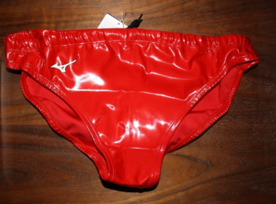 Red Mizuno PVC Rubber Water Polo Suit 30 32 polyurethane swimsuit Brief Trunk