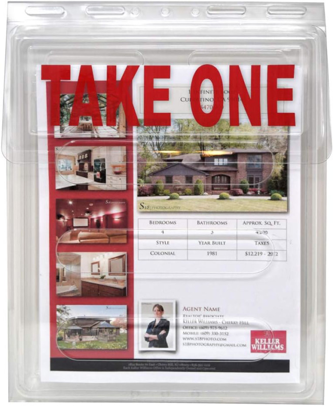 Outdoor Real Estate Brochure Box - Easy To Use Take One Document Holder Can Hold