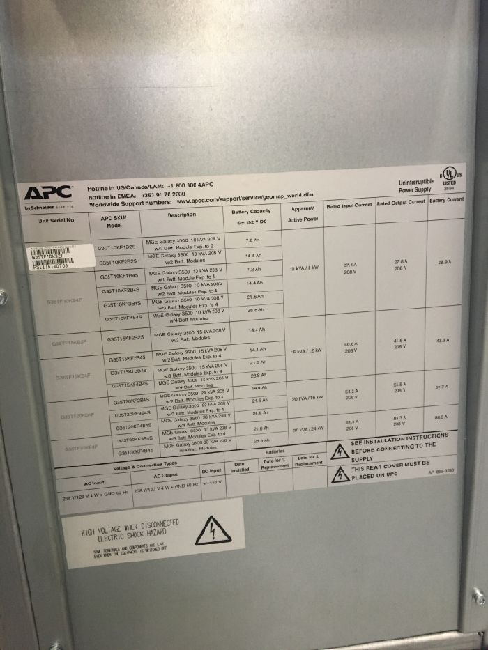 APC Smart UPS VT MGE Galaxy 3500