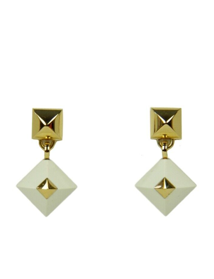 Authentic Hermes White/ Gold Medor Folk Drop Pierced