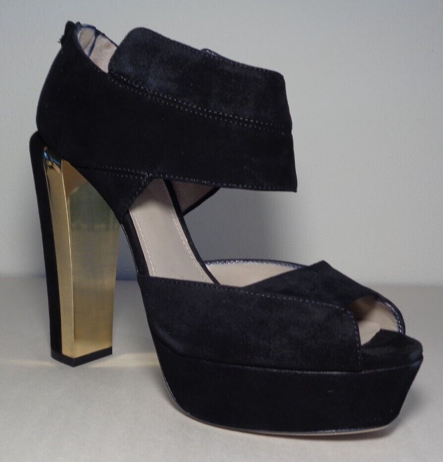 Pre-owned Calvin Klein Collection Size 9.5 M Amelia Black Suede Sandals Women's Shoes