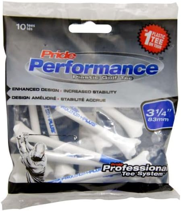 Pride Sports Professional Tee System Performance Plastic Golf Tees 10-Pieces, 3.