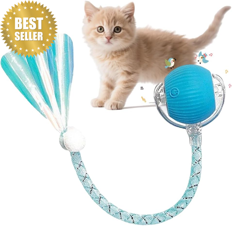 Cat Toy, Agile Moving Cat Ball with Elastic Mesh Tail, Interactive Cat Toy for I