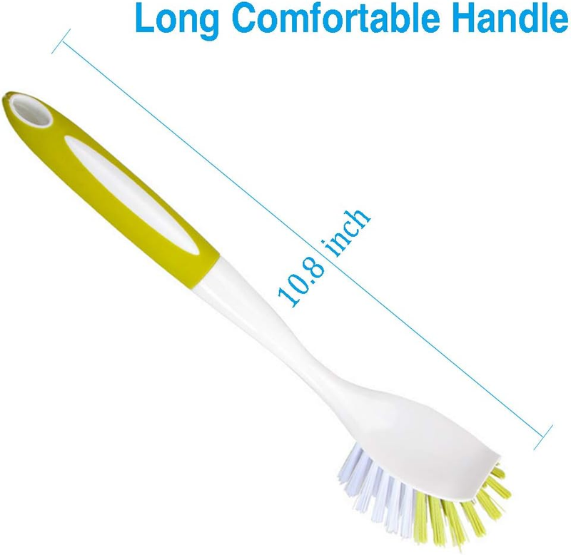 Scrub Brush for Dish Kitchen Sink Pot Pan with Stiff Bristles, Yellow-Green 3pcs