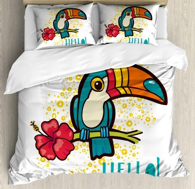 Hello Duvet Cover Set Twin Queen King Sizes with Pillow Shams Bedding Decor