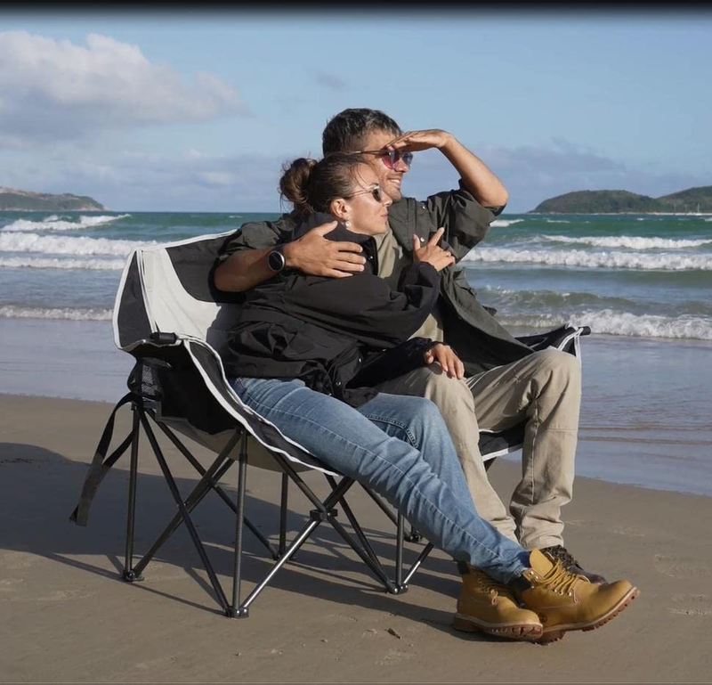 Double Camping Chair Loveseat Heavy Duty for Adults Two Person Outdoor Folding C