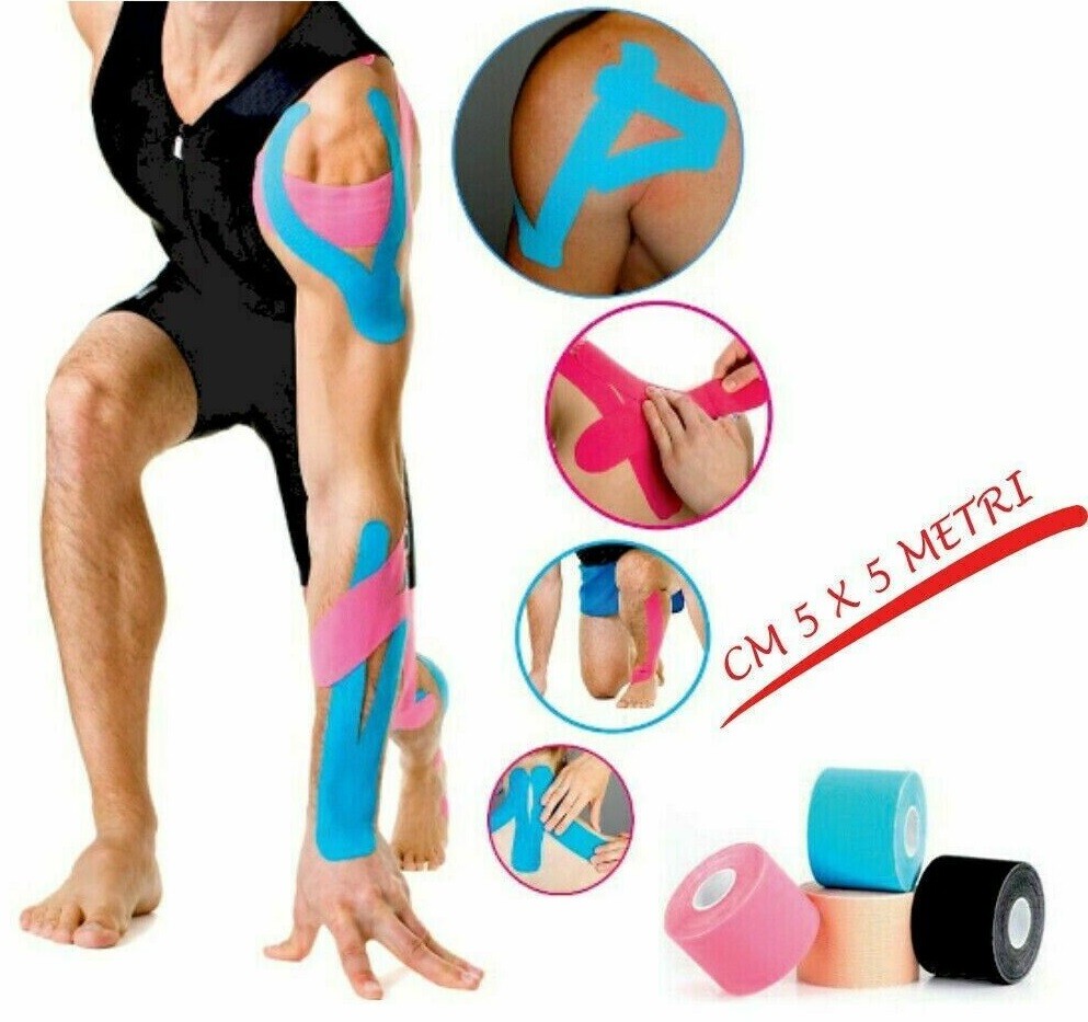 Cerotto Taping Kinesiologico Neuromuscolare Elastico Nastro Kinesio 5mtx5cm hmj