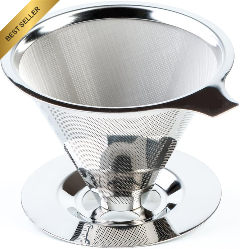 Pour over Coffee Dripper Stainless Steel Reusable Drip Cone Coffee Filter Portab