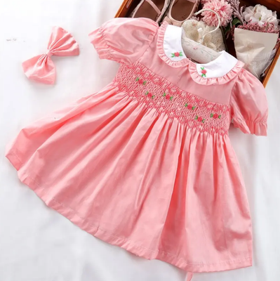 Coral Hand Smocked Embroidered Dress for Toddler Girls Baby Girls Smocked Dress eBay