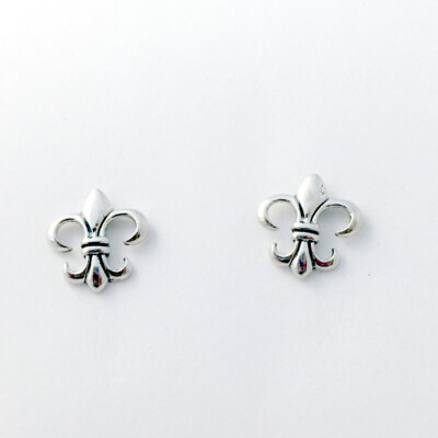 Sterling Silver and Surgical Steel fleur de lis stud earrings- lily, France, New