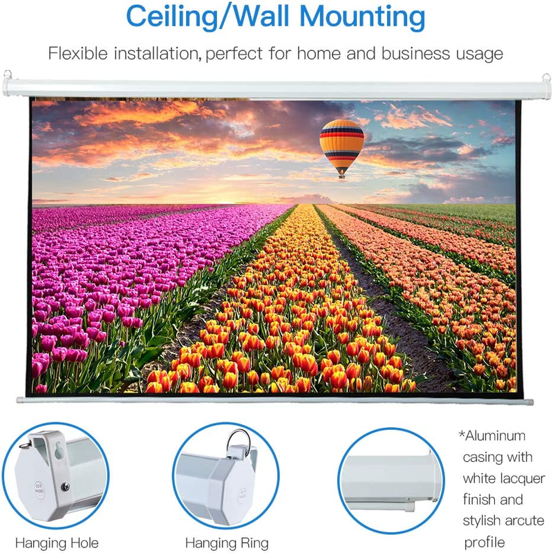 Auto Motorized Projector Screen with Remote Control, 120 Inch, 4:3 Aspect Ratio,