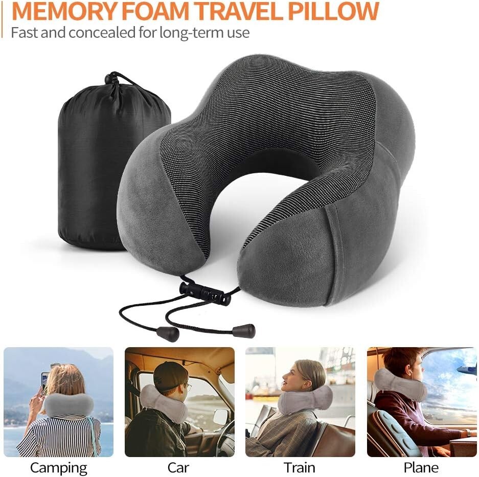 Almohada el cuello la cabeza de espuma viscoelástica para avión y viaje automóvi