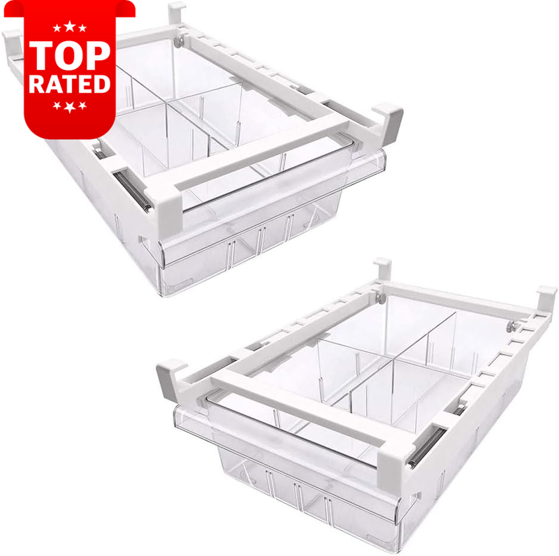 2 Pack Egg Holder Drawer Organizer Refrigerator Storage with Dividers