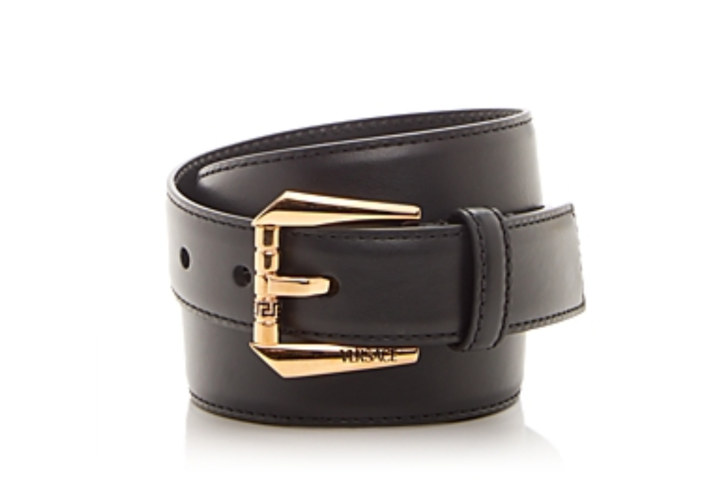 Pre-owned Versace W Tags  Men's Leather Belt, Gold Buckle, Sz 32