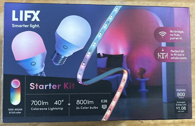 LIFX Smarter Light Starter Kit 2 800lm Bulbs + 40'' Lightstrip RGB (STARTKIT1)