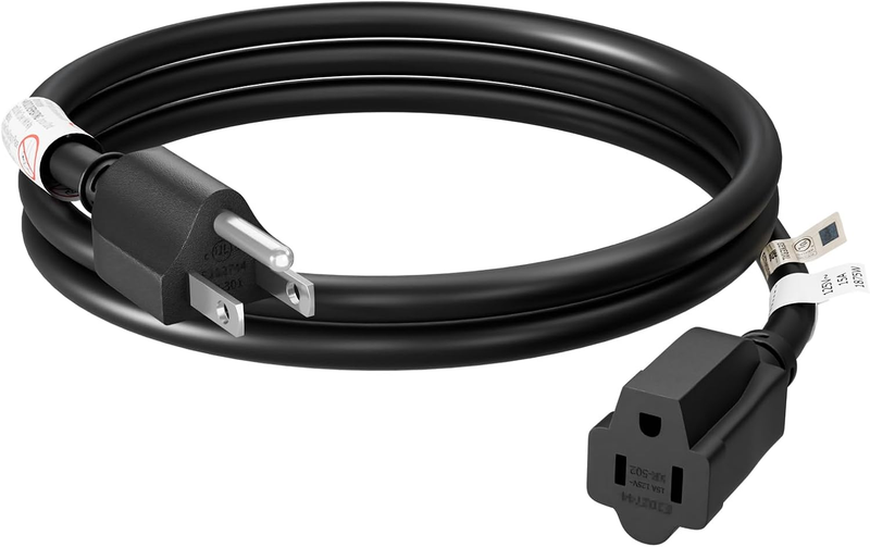 FIRMERST 1875W Heavy Duty Extension Cord 3 Feet 14 AWG 15A Black UL Listed