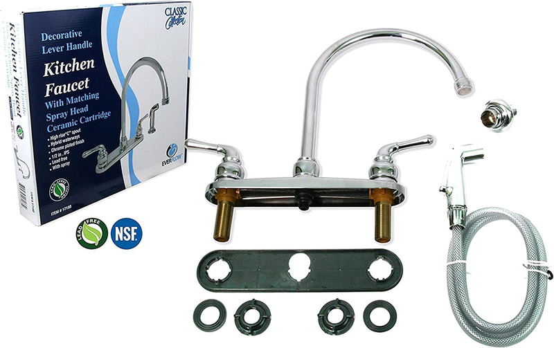393II Kitchen Faucet, High Arc Swivel Spout, Chrome Plated Finish, Lead-Free Con