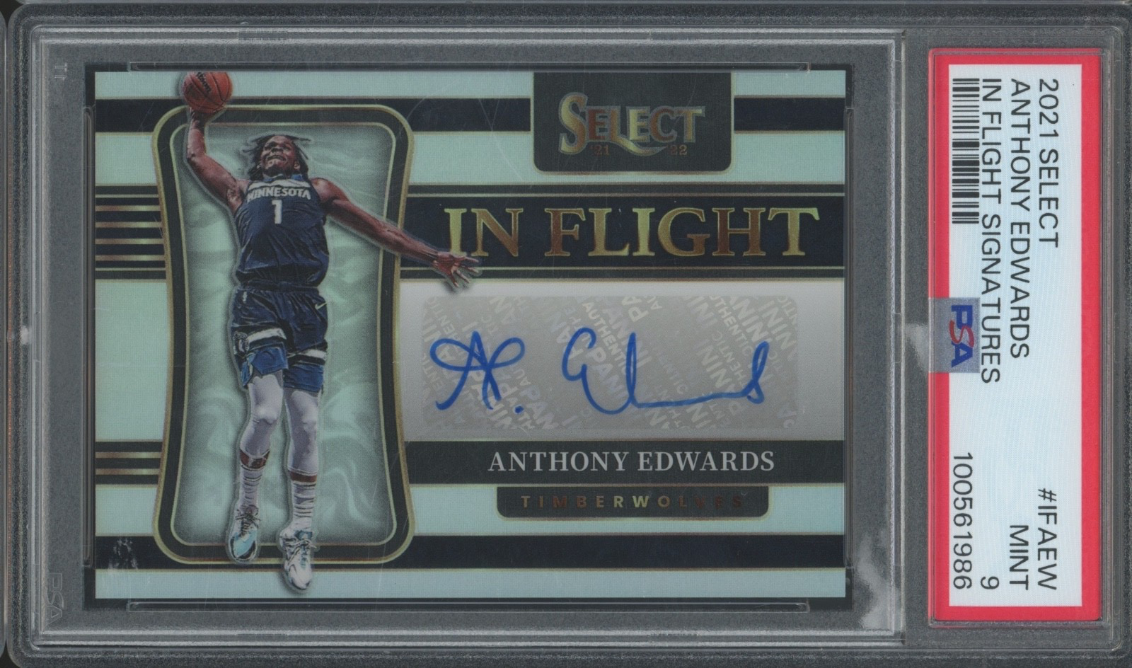 2021 Panini Select In Flight Silver Anthony Edwards 248/299 Auto Mint PSA 9