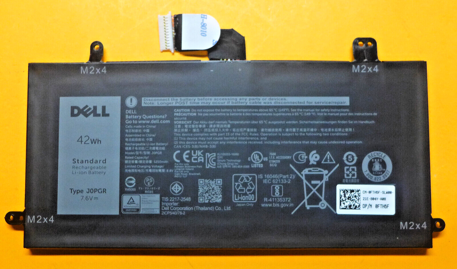 New Dell Latitude 5285 5290 42Wh 4-Cell Laptop Battery FTH6F