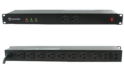 12 Outlet Rack Mount Surge Lightning Protector Power Strip PDU 1800 Joules 15A