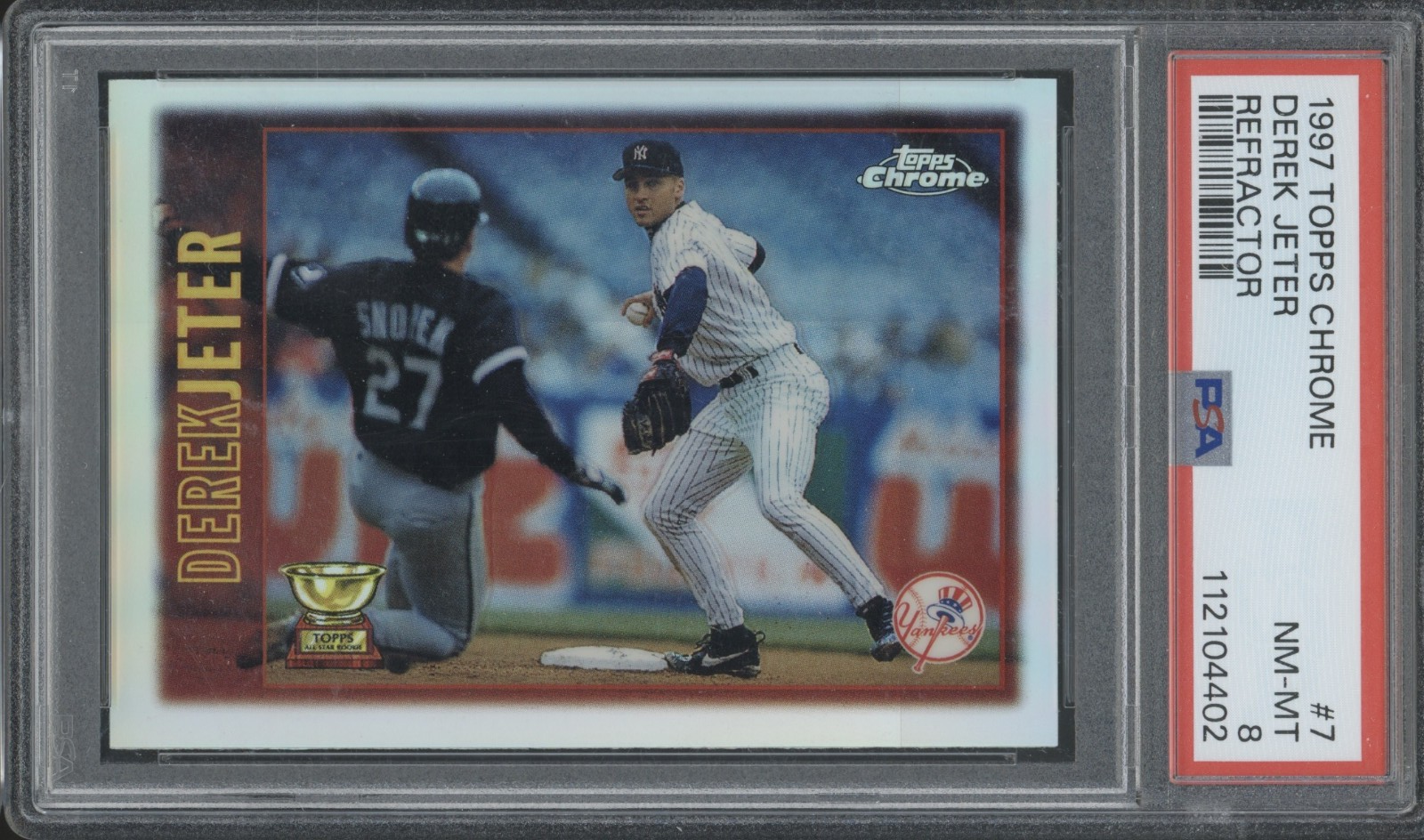 1997 Topps Chrome Refractor #7 Derek Jeter 1st Year NM-MT PSA 8