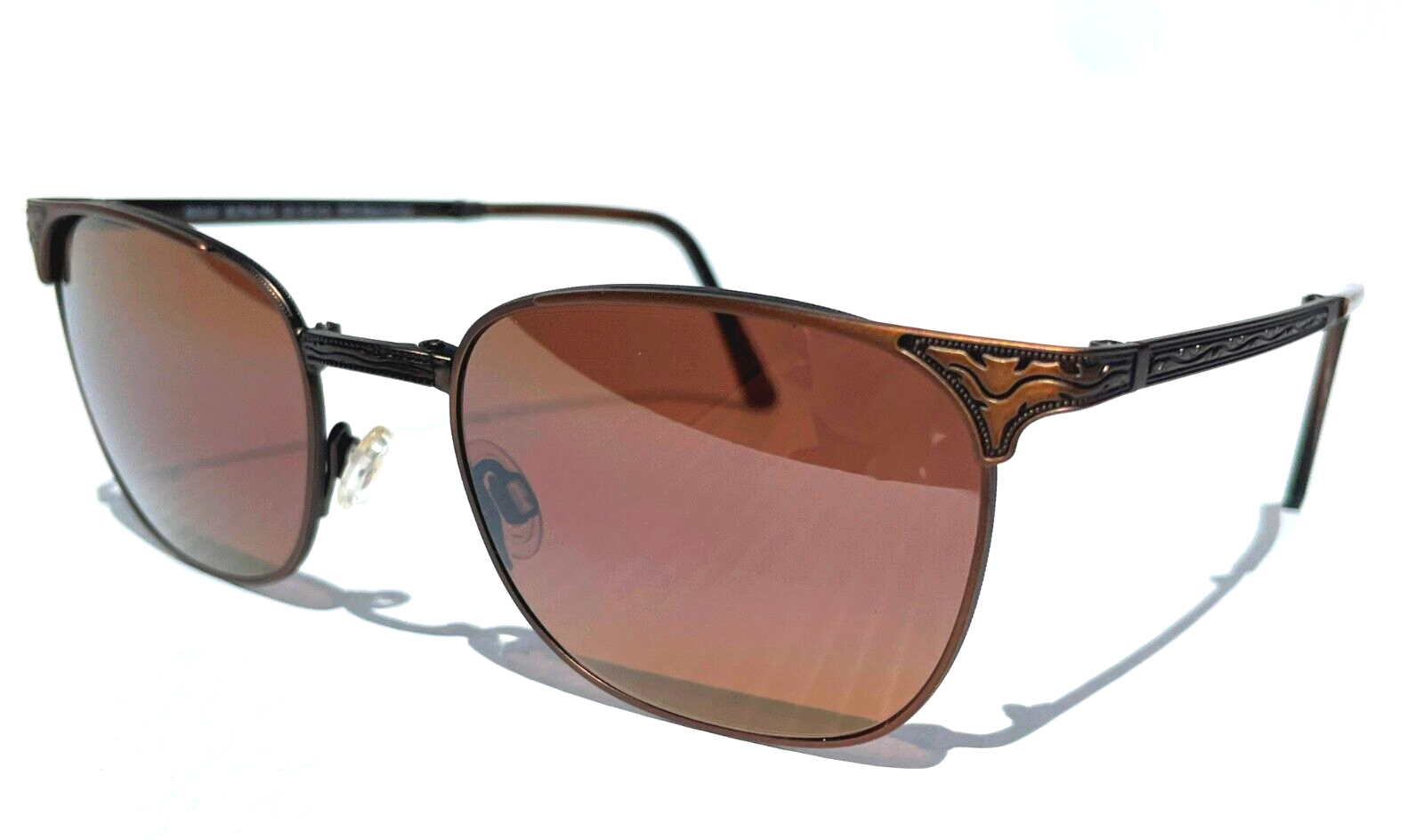 Pre-owned Maui Jim Stillwater Gold Engraved Polarized Bronze Folding Sunglass H706-16c In Brown