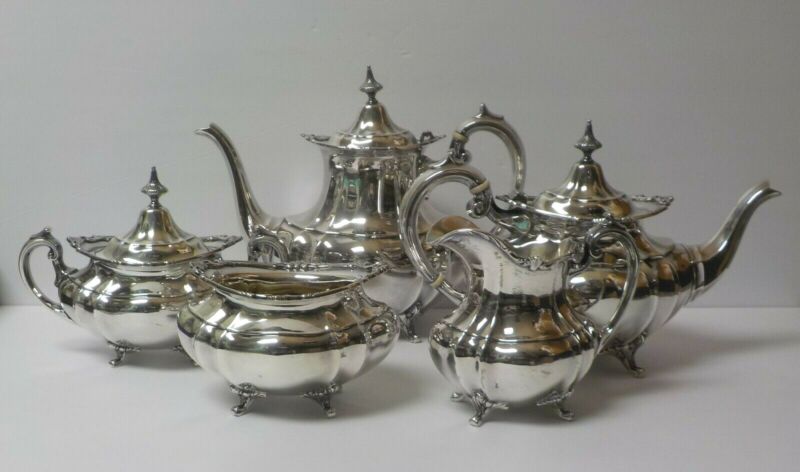 5-piece Reed & Barton Hampton Court Sterling Silver Coffee / Tea Set, C. 1950