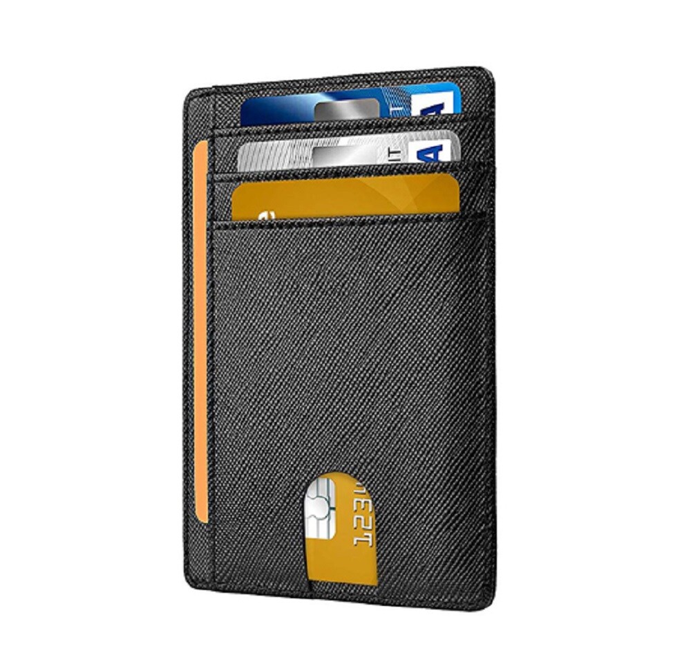 Slim Minimalist Leather Wallet - RFID Blocking, Front Pocket Credit Card Holder