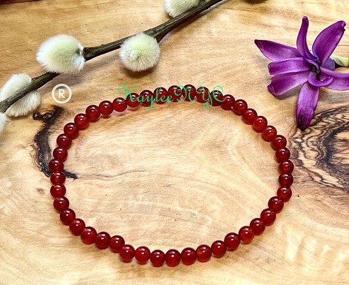 Wholesale Lot 6 Pcs Natural Carnelian 4mm 7.5” Crystal Stretch Bracelet