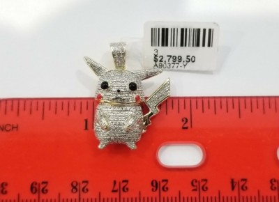 Pre-owned Pokémon 10k Yellow Gold Real Diamond Pikachu Original  Pendant Charm Anime