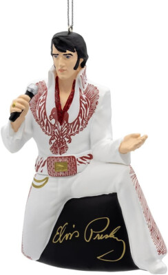 KURT ADLER 3.5'' GLASS ELVIS PRESLEY  HOLDING MIC & SINGING XMAS ORNAMENT EP4241