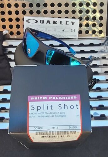 Pre-owned Oakley Split Shot 9416-0464 Sunglasses Trans Blue W/prizm Sapphire Polarized In Multicolor