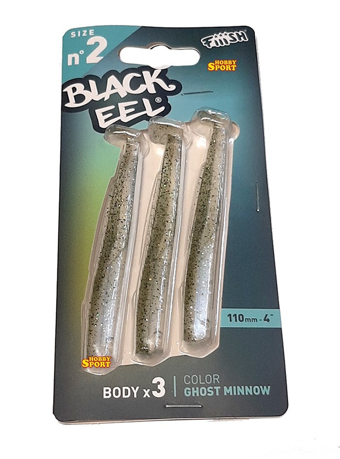 BLACK EEL FIIISH SIZE 2BE 4004 GOST MINNOW  3 CORPI RICAMBIO PESCA SPINNING