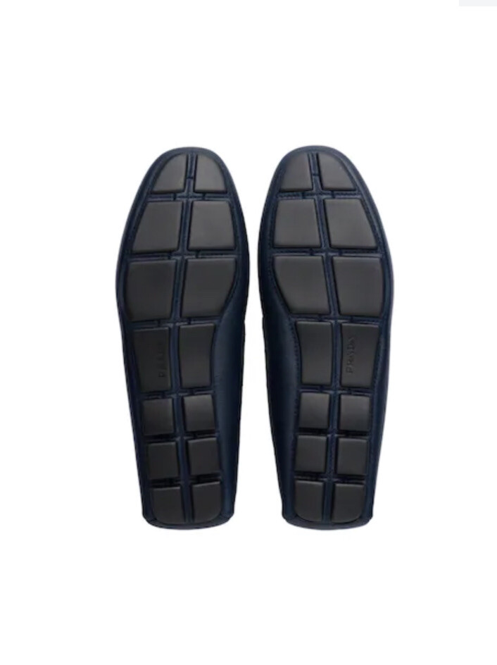 Pre-owned Prada Saffiano Navy Blue Leather Loafers 2dd151