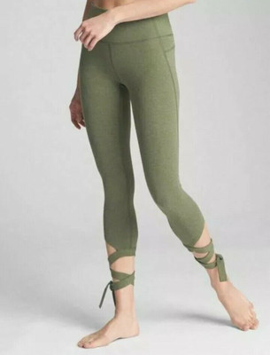Gap Fit Performance Leggings Blue Cross Tie Ballerina Leg Barre Workout Medium