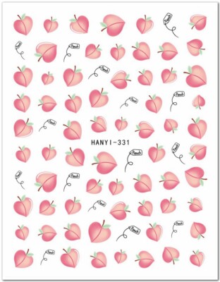 Peach Nail Sticker Strawberry Grape Cherry Pear Daisy Fruit Mushroom Summer 1J2